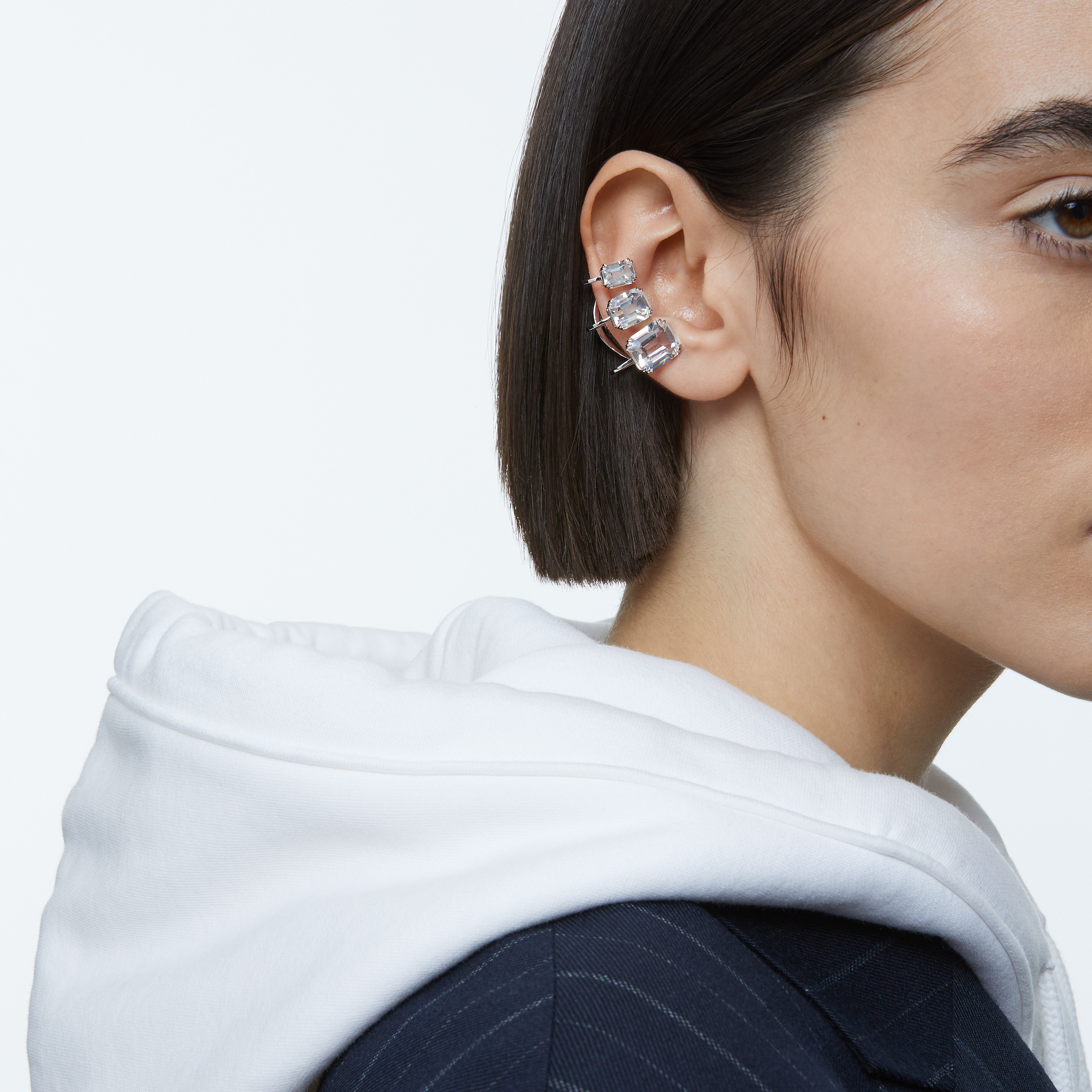 Buy Swarovski Millenia ear cuff Graduated crystals White Rhodium plated